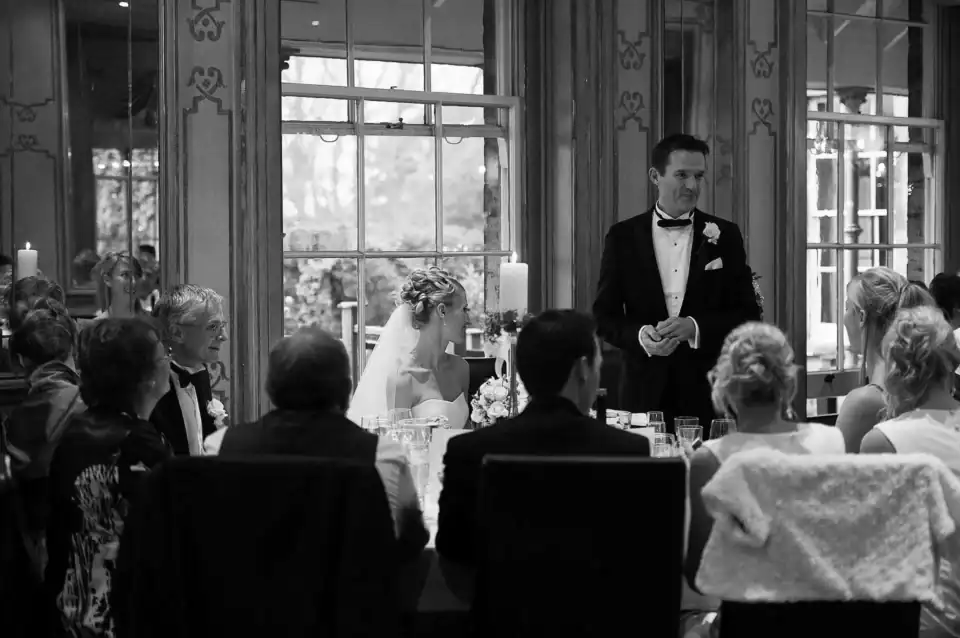 Lucy & Michael 10 Groom makes wedding speech - Scott Gilbert Wedding Photography