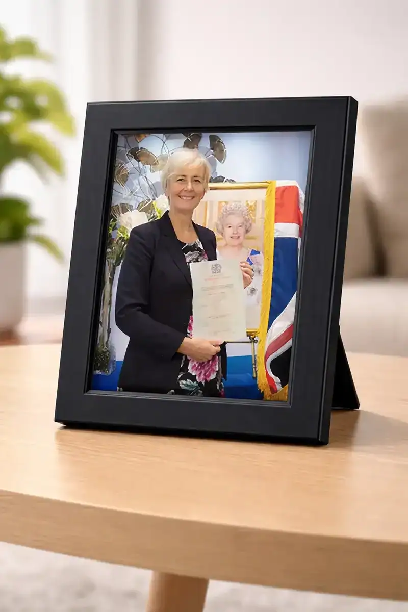 Citizenship Photo in frame - Scott Gilbert Wedding Photography
